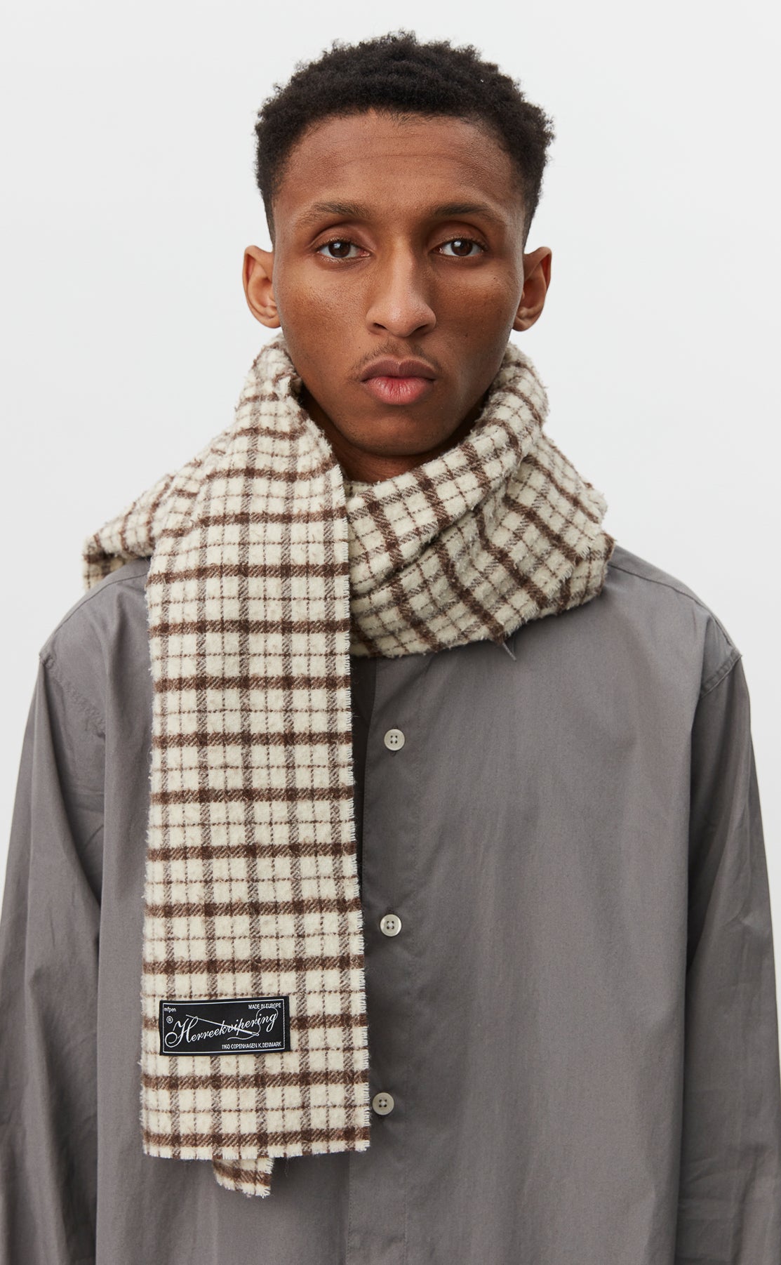 Wool Scarf - Beige Check