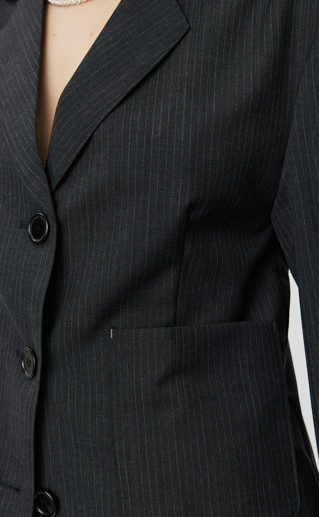 Work Blazer - Dark Grey Pinstripe