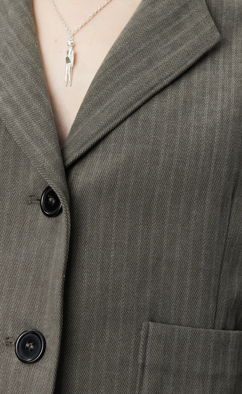 Work Blazer - Grey Brushed Twill