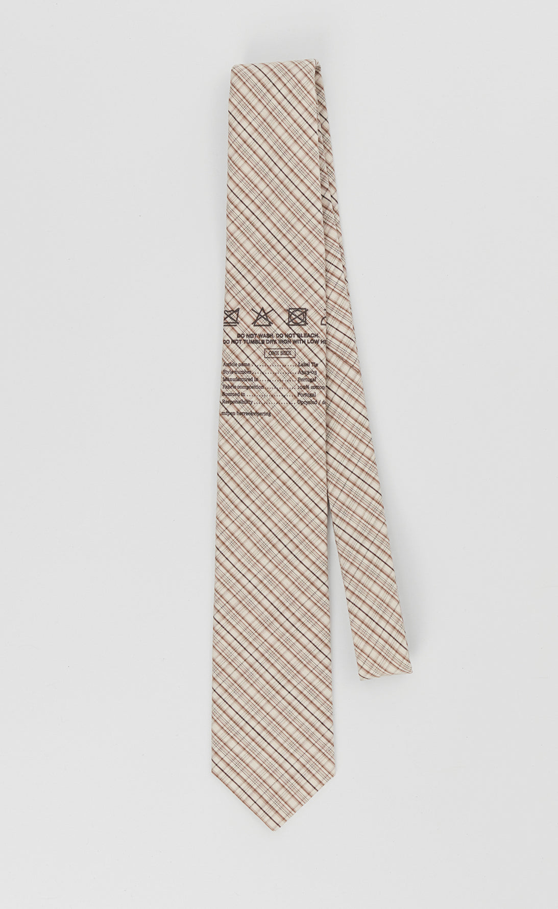 Label Tie - Beige Check