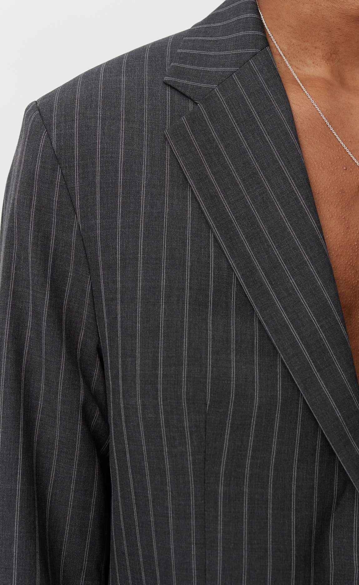 Single Breasted Blazer - Grey Pinstripe