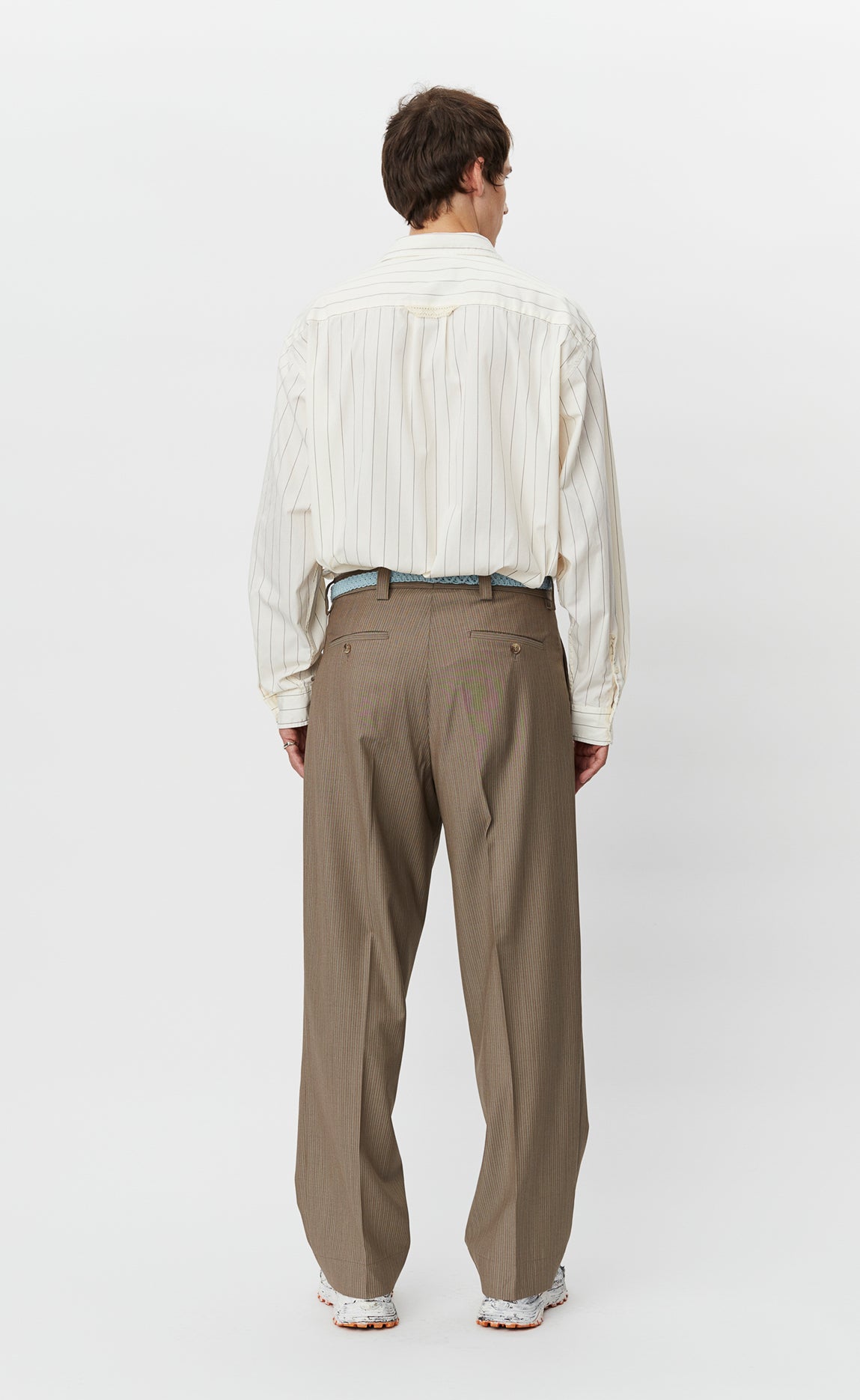 Classic Trousers - Taupe Grey Stripe