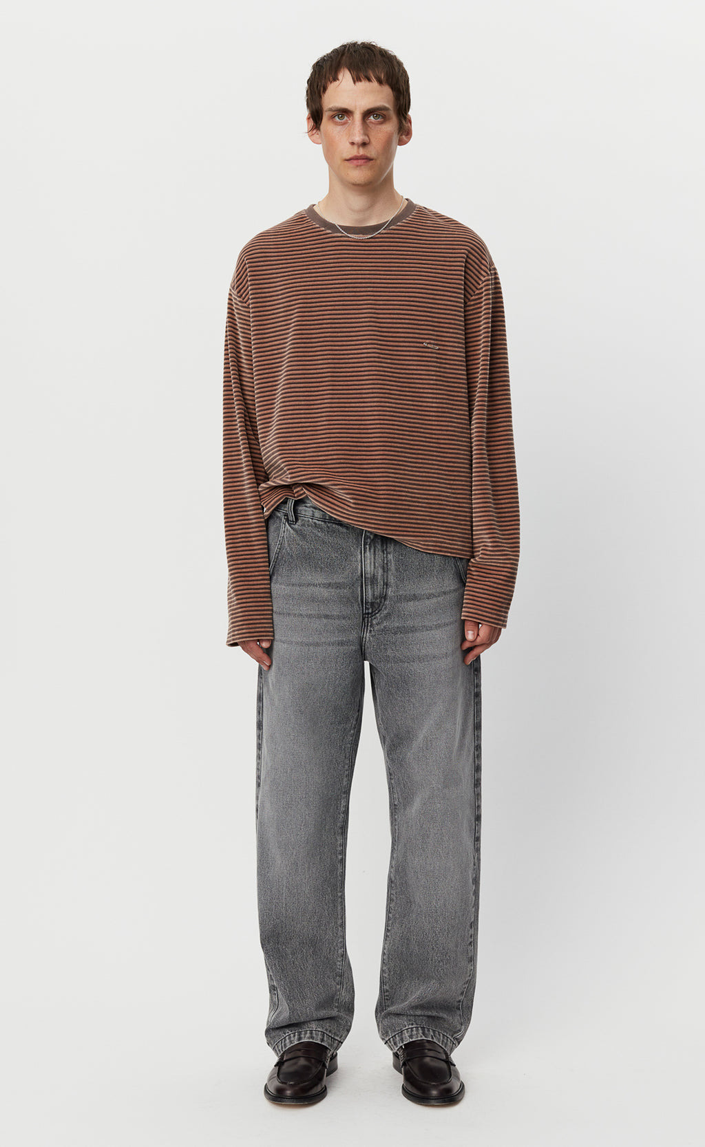 mfpen SS24 Striped Velvet Sweater - Caramel