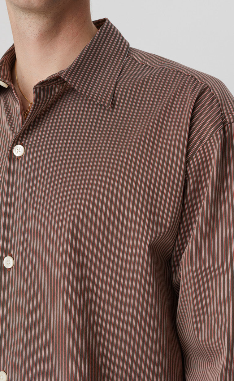 Generous Shirt - Red Brown Stripe